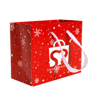 Fancy large waterproof square bottom Marry Christmas flower Paper Bag