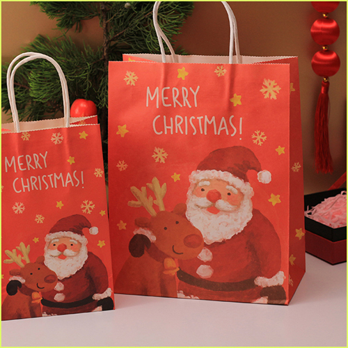 Christmas Gift Packaging Paper Bag With Twisted Paper Handle