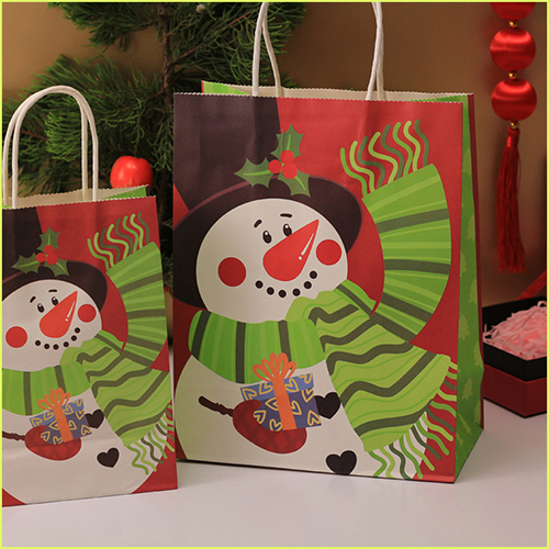Christmas Gift Packaging Paper Bag With Twisted Paper Handle
