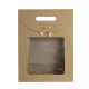 Sacchetto di carta regalo Kraft marrone con finestra trasparente piccola personalizzata con fiocco