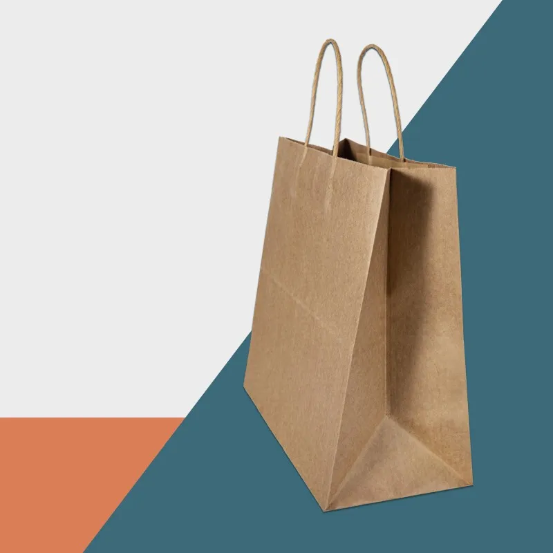 Sacs en papier d'emballage de plaine de logo personnel biodégradable de 100% avec la poignée tordue