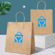 100% biodegradáveis ​​sacos de papel kraft simples com logotipo pessoal com alça torcida