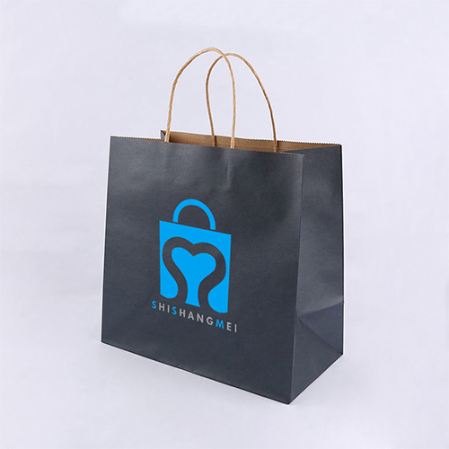 Siyah düz giysiler konfeksiyon kraft kağıt alışveriş poşetleri