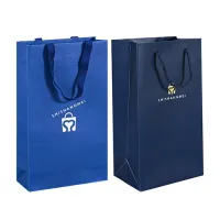 Sac en papier commercial double vin personnalisé personnalisé avec poignées