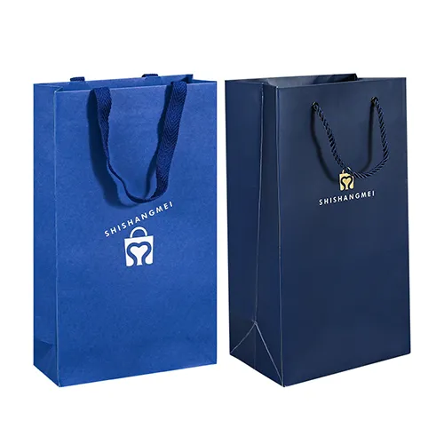 Sac en papier commercial double vin personnalisé personnalisé avec poignées