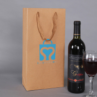 Sacs en papier cadeau Kraft pour bouteille de vin recyclée Thinken imprimés sur mesure