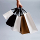 Épaissir les sacs de transport en papier kraft de luxe de magasin de vêtements de couleur personnalisée avec des poignées