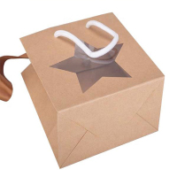 Şeffaf Pencereli Güçlü Kahverengi Kraft Hediye Çantası kağıt torba