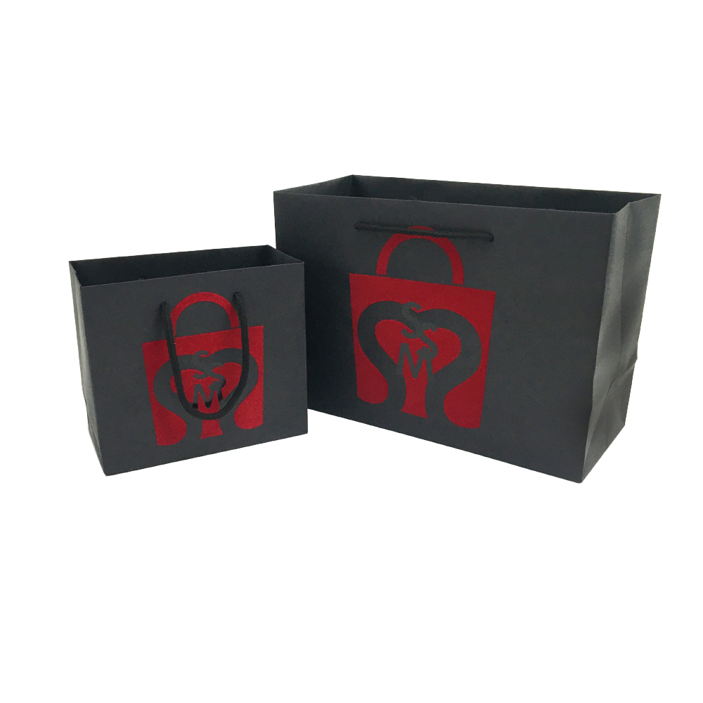 black paper bags with handles