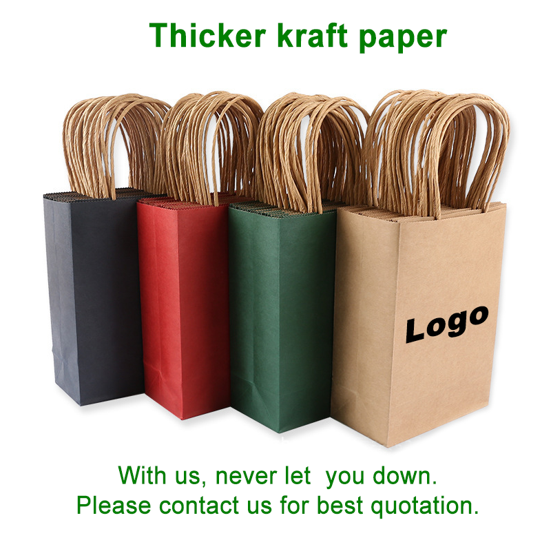 China custom small sac bolsas papel brown Kraft paper packaging bags for fast food shopping take away with your own logo