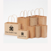 China custom small sac bolsas papel brown Kraft paper packaging bags for fast food shopping take away with your own logo