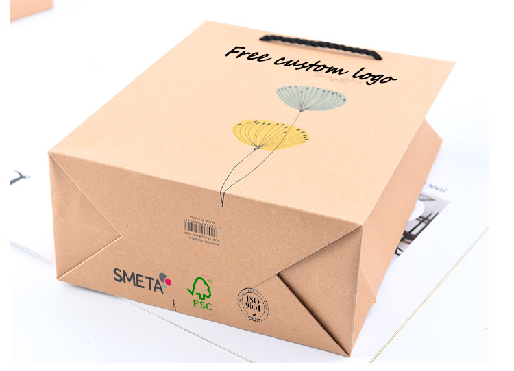 China custom small sac bolsas papel brown Kraft paper packaging bags for fast food shopping take away with your own logo