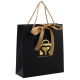 ブラック スモール ジュエリー ギフト紙袋、ロゴ付きショッピング ギフトバッグ