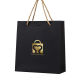 Sacos de papel de presente de joias pequenas pretas com bolsa de presente de compras de logotipo