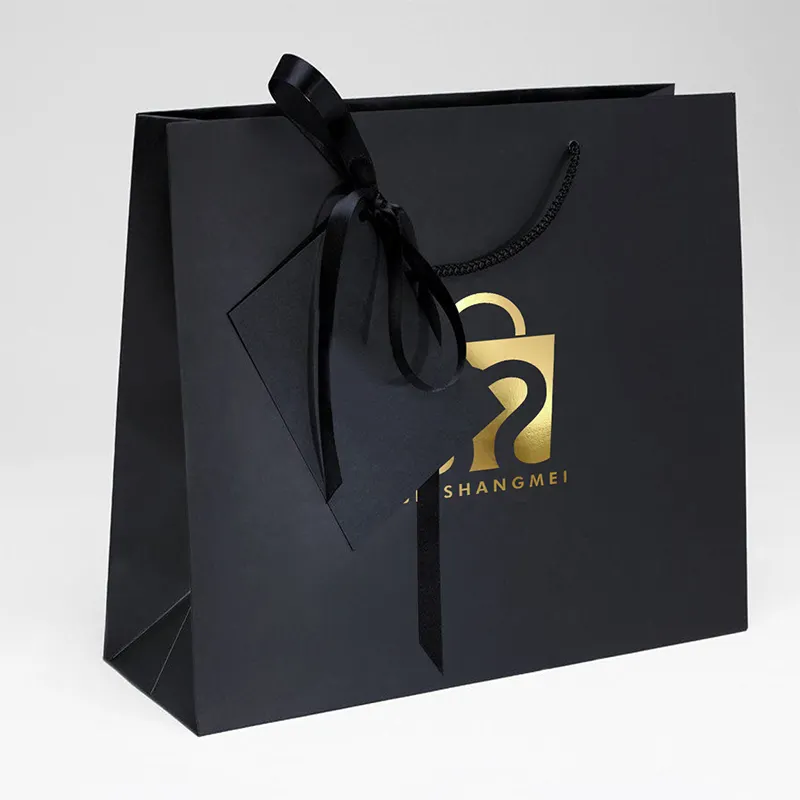 Sacs en papier cadeau petits bijoux noirs avec sac cadeau shopping logo