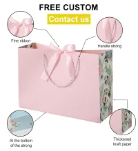 Bolsa de asas europea impresa, embalaje personalizado, bolsa de papel de regalo de compras con lazo de cinta