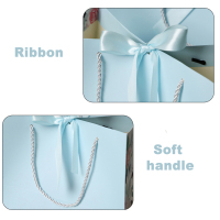Printed euro tote bag custom packaging shopping gift paper bag with ribbon bow