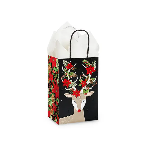 Premium mini pequeñas bolsas de papel de compras de regalo para envolver dulces de Navidad con papel de seda