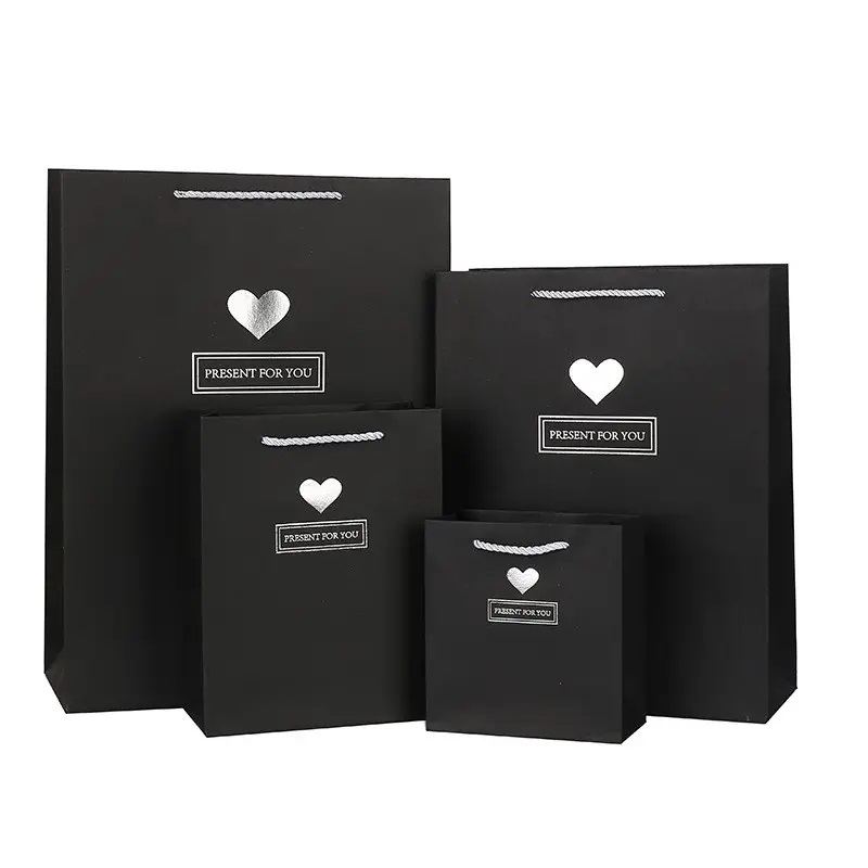 Taille personnalisée sacs en papier kraft rouge bleu blanc noir luxe shopping sac en papier sac de mariage cadeau sac en papier