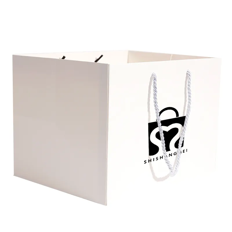 Sacs en papier d'emballage en carton recyclé de haute qualité de très grande taille bouquet de fleurs sacs en papier à fond carré