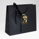 Pequeña bolsa de papel de compras impresa personalizada con logotipo, bolsa de regalo, joyería, regalo cosmético, ropa, bolsa de papel de compras sin asas