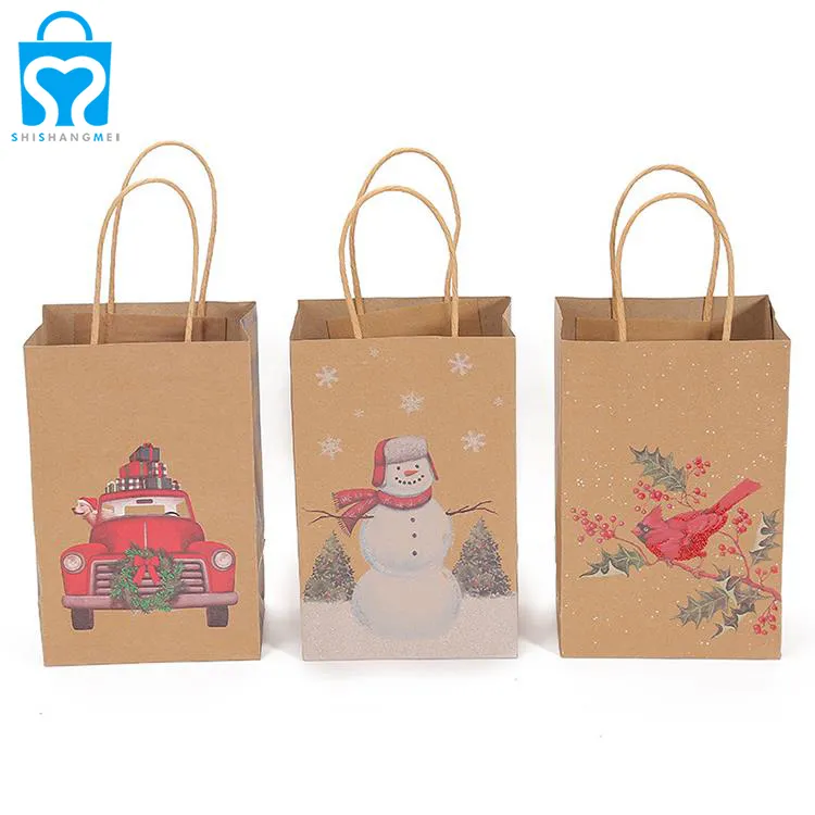 Bolsa de regalo de papel kraft marrón de colores personalizados bolsas de embalaje de compras de alfombra de china con mango de remache de logotipos personalizados