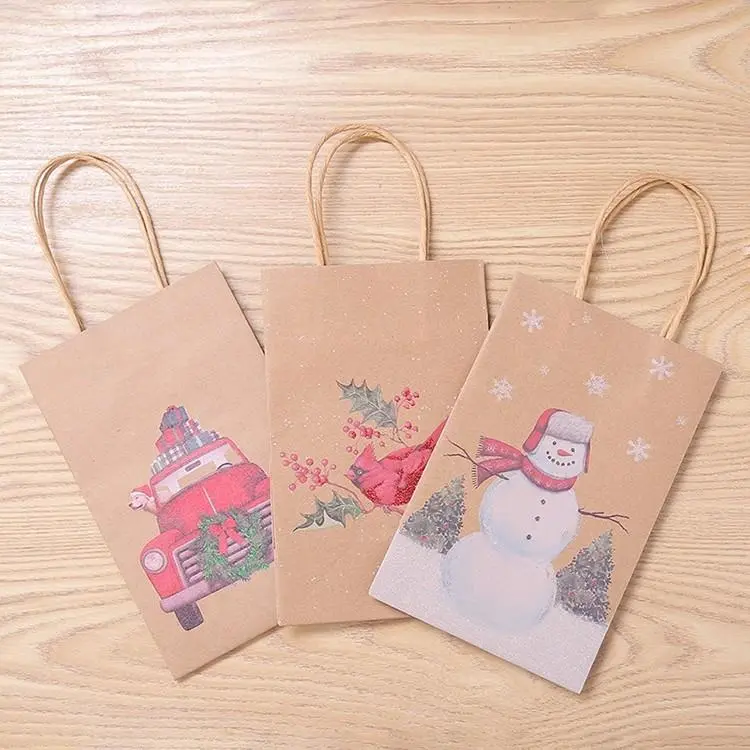 Bolsa de regalo de papel kraft marrón de colores personalizados bolsas de embalaje de compras de alfombra de china con mango de remache de logotipos personalizados