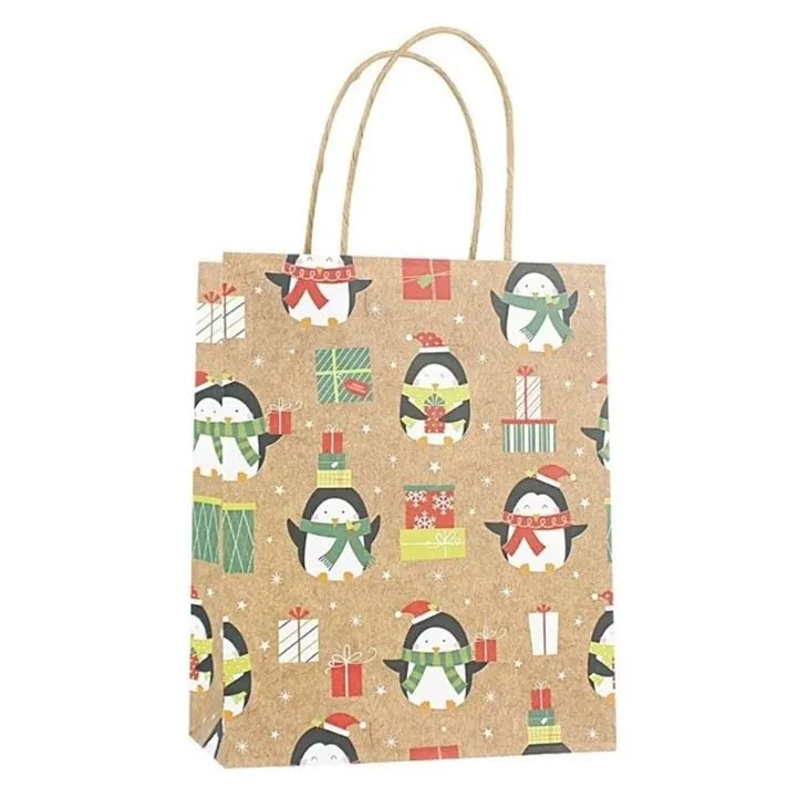 vente directe prix raisonnable produit personnalisé kraft brun artisanat cadeau shopping détail fourre-tout papier cadeau sacs de transport support avec poignée
