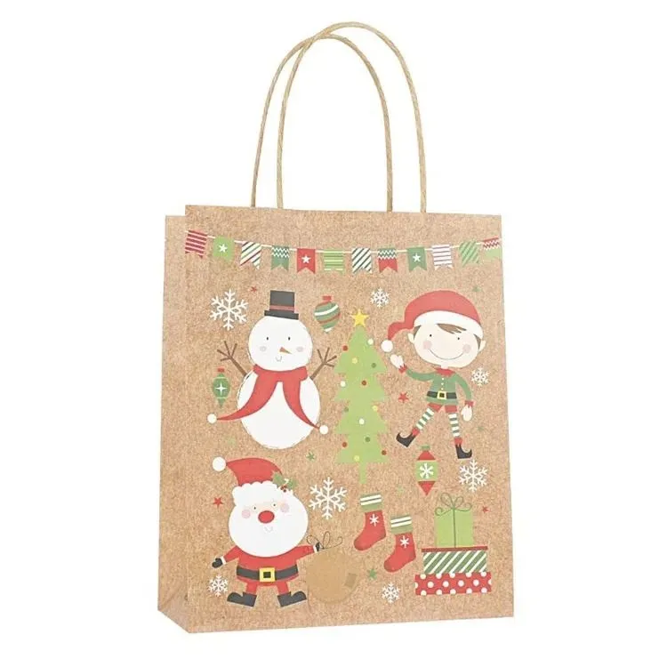 vente directe prix raisonnable produit personnalisé kraft brun artisanat cadeau shopping détail fourre-tout papier cadeau sacs de transport support avec poignée
