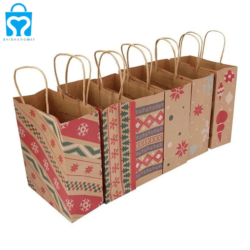 vente directe prix raisonnable produit personnalisé kraft brun artisanat cadeau shopping détail fourre-tout papier cadeau sacs de transport support avec poignée