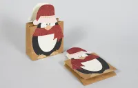 Mini sac cadeau en papier carré imprimé kraft brun respectueux de l'environnement avec vos propres poignées de logo