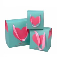 Rope square small party children birthday candy cute paper gift bags for valentine's day love with ribbon handle paper bags