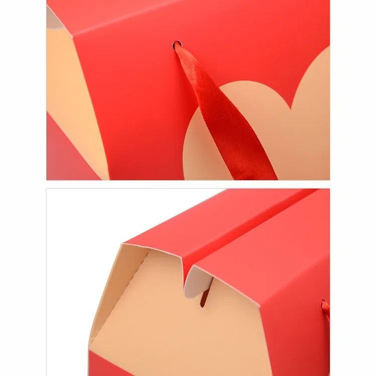 Rope square small party children birthday candy cute paper gift bags for valentine's day love with ribbon handle paper bags