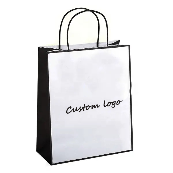 Gros personnalisé impression cosmétique vêtements jewerly papier papier kraft sac oem shopping cadeau sac en papier avec logo poignée torsadée