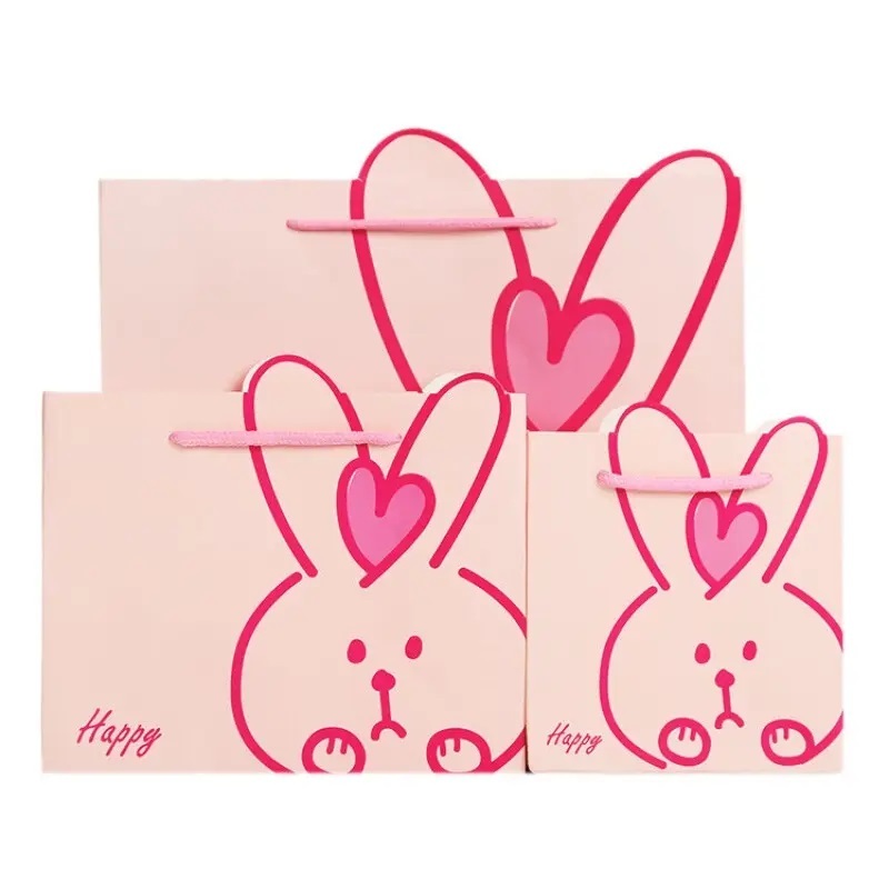 Sac à provisions en papier imprimé de luxe personnalisé mini petit dessin animé cadeau artisanat sac d'emballage au détail avec logo pour l'emballage