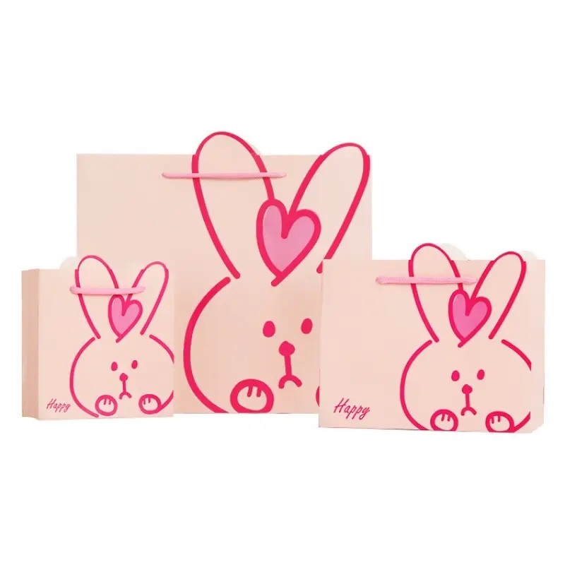 Sac à provisions en papier imprimé de luxe personnalisé mini petit dessin animé cadeau artisanat sac d'emballage au détail avec logo pour l'emballage