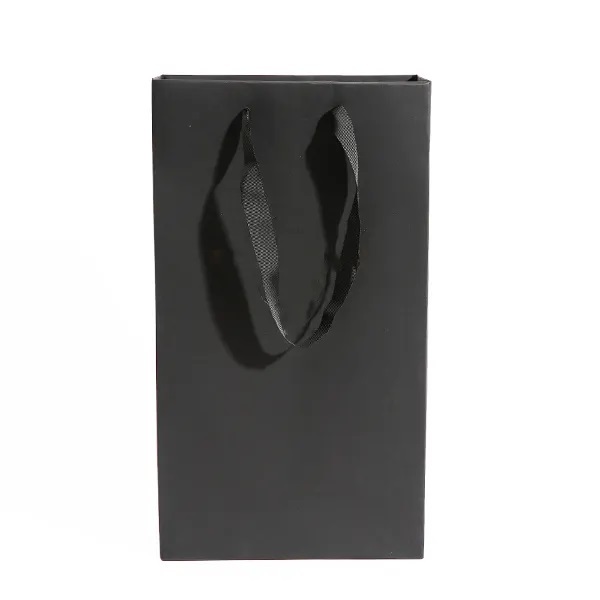 Surface industrielle personnalisée noir artisanat protection rouge vin cadeau papier fourre-tout sacs en papier pour bouteilles de vin sac dans la boîte vin