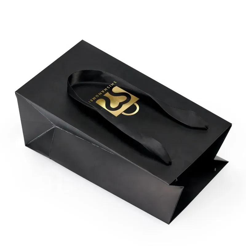 Bolsas de papel de regalo de vino tinto con protección artesanal negra de superficie industrial personalizada para botellas de vino bolsa en caja de vino