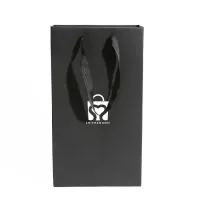 Bolsas de papel de regalo de vino tinto con protección artesanal negra de superficie industrial personalizada para botellas de vino bolsa en caja de vino