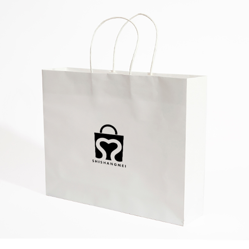 Impression personnalisée logo emballage vêtements cadeau sac shopping sacs et étiquettes en papier blanc avec votre propre logo recyclable