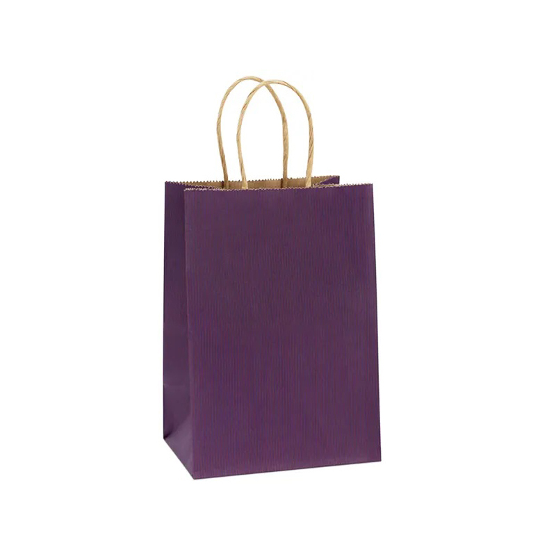 Fabricant personnalisé prix raisonnable réutilisable plaine violet rouge papier kraft shopping shopper sacs d'emballage avec logos imprimés