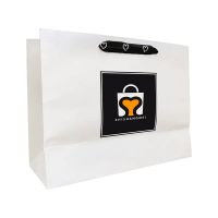 Personnalisé réutilisable à emporter blanc artisanat sac vêtements bijoux shopping papier poignée sac paquet avec logo sac cadeau emballage