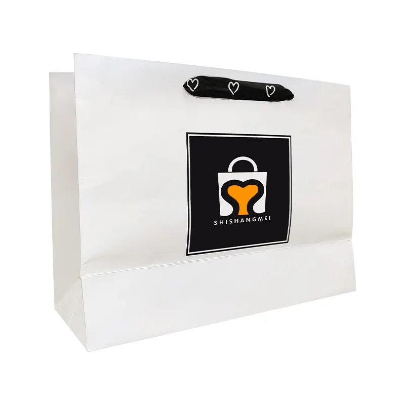 Personnalisé réutilisable à emporter blanc artisanat sac vêtements bijoux shopping papier poignée sac paquet avec logo sac cadeau emballage