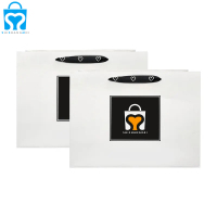Personnalisé réutilisable à emporter blanc artisanat sac vêtements bijoux shopping papier poignée sac paquet avec logo sac cadeau emballage
