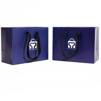 Sac en papier à provisions carré bleu en vrac de festival de fête des mères personnalisé plat avec logo doublé de papier d'aluminium pour logo de sac cadeau d'emballage de fleurs