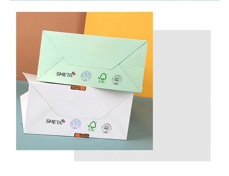 Özel logo lüks pembe yeşil hediye bolsas kağıt alışveriş taşıma takı perakende karikatür kağıt hediye çantası logolu taşıma çantası