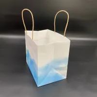 Kare Zanaat doğum günü çiçek buketi alışveriş Kağıt torba özel logo kolu hediye çantası ambalajı ile hediye için