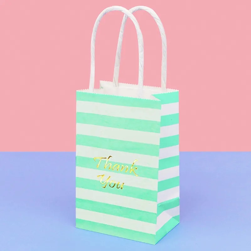 Custom design mini multi colour craft white brown thank you kraft paper gift carrier shopping bags with handle
