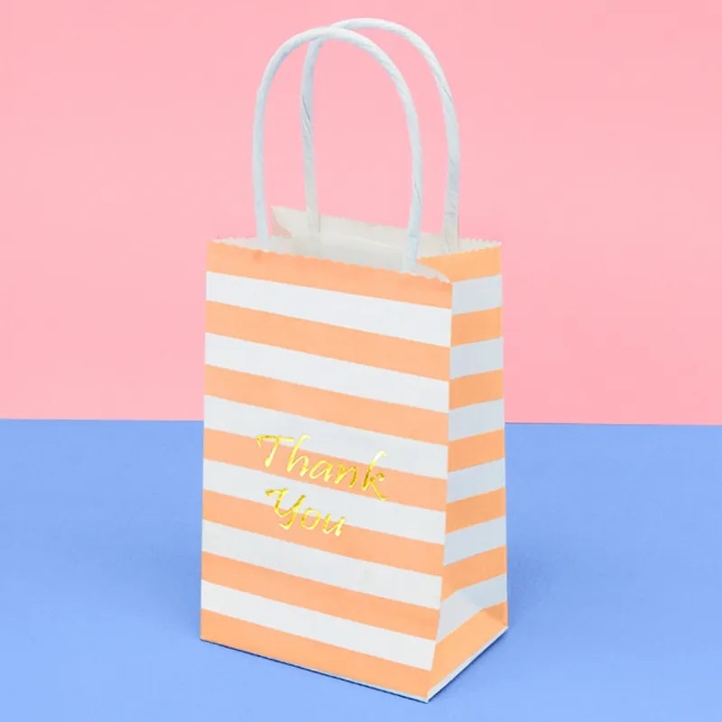 Custom design mini multi colour craft white brown thank you kraft paper gift carrier shopping bags with handle