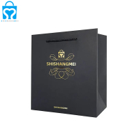 Conceptions personnalisées fait à la main fond carré marque papier d'aluminium noir sac en papier pour cadeau fleur boîte cadeau sac fourre-tout grand